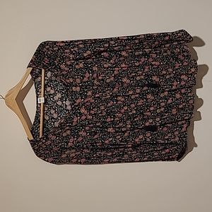 Old Navy, XS, Black w/Floral Print, Long-sleeved Peasant Top
